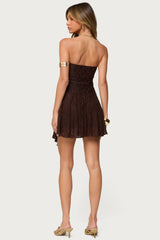 Elaia Asymmetric Strapless Lace Mini Dress