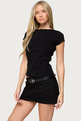 Oliana Ribbed Boat Neck T Shirt