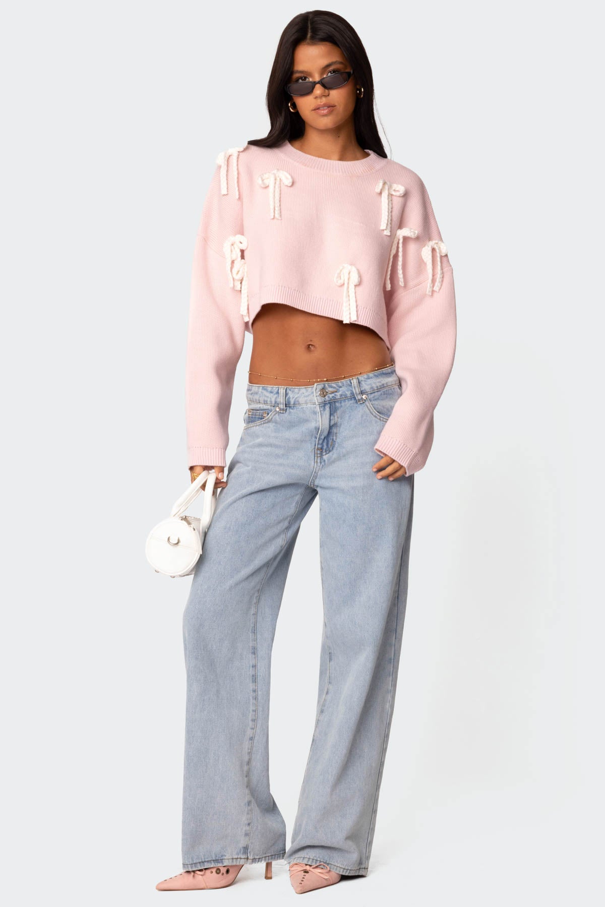 Chunky Bow Cropped Sweater