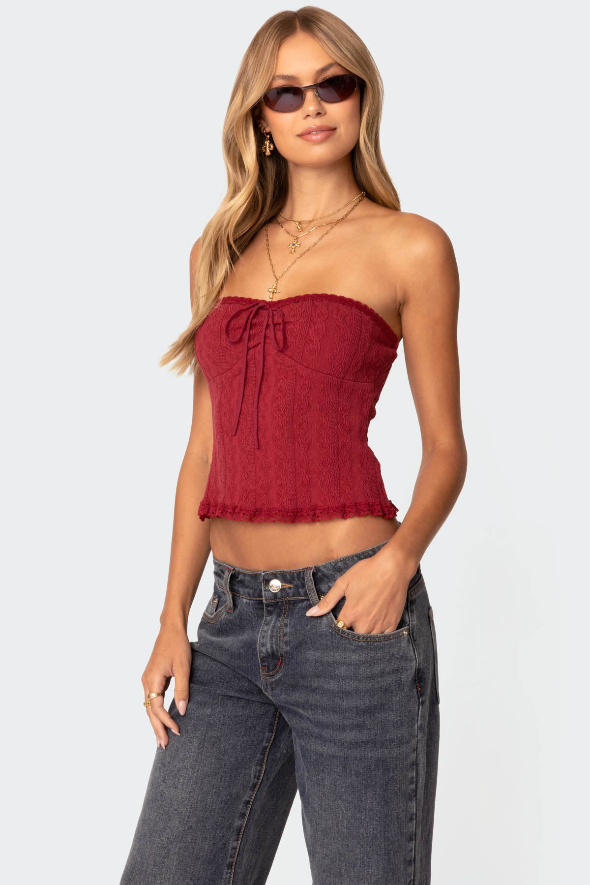 Lacey Knit Tube Top