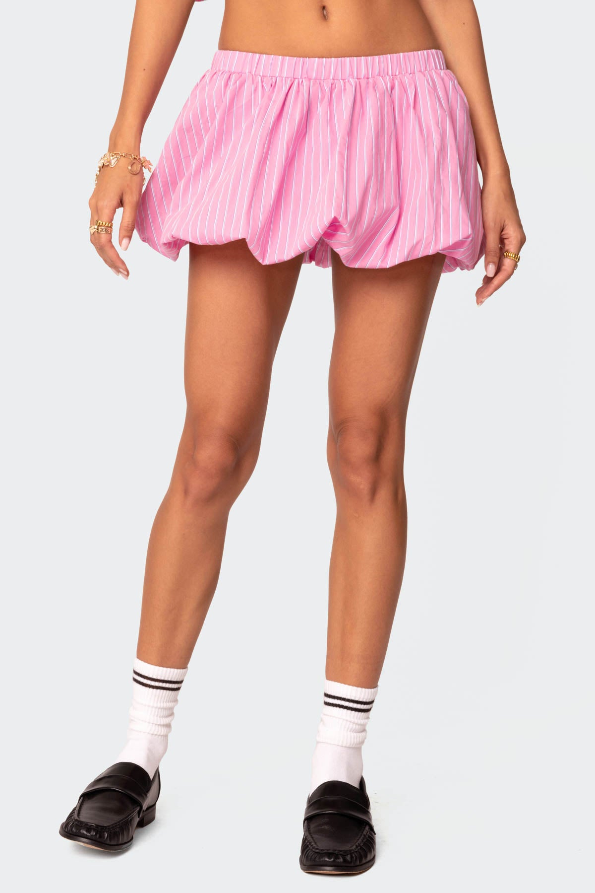 Hila Pinstripe Bubble Mini Skirt