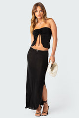 Milan Gathered Split Front Tube Top