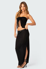 Milan Gathered Split Front Tube Top