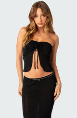 Milan Gathered Split Front Tube Top