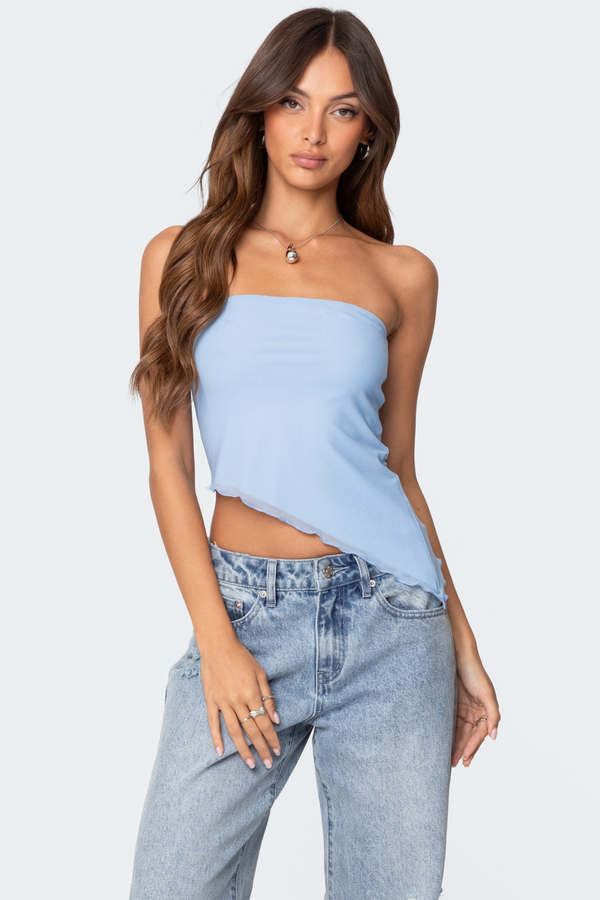 Vivi Mesh Asymmetric Tube Top