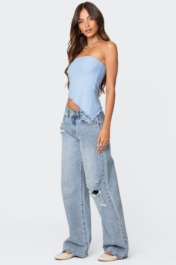 Vivi Mesh Asymmetric Tube Top