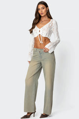 Tie Front Crochet Crop Top