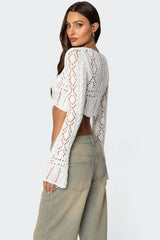 Tie Front Crochet Crop Top