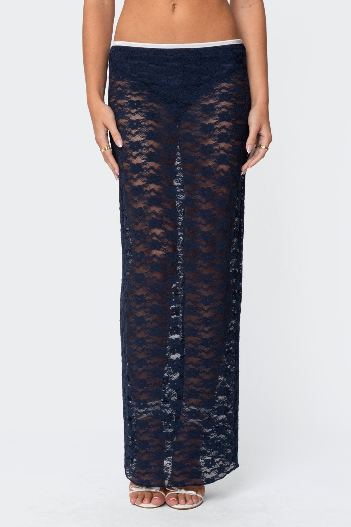 Vara Sheer Lace Maxi Skirt