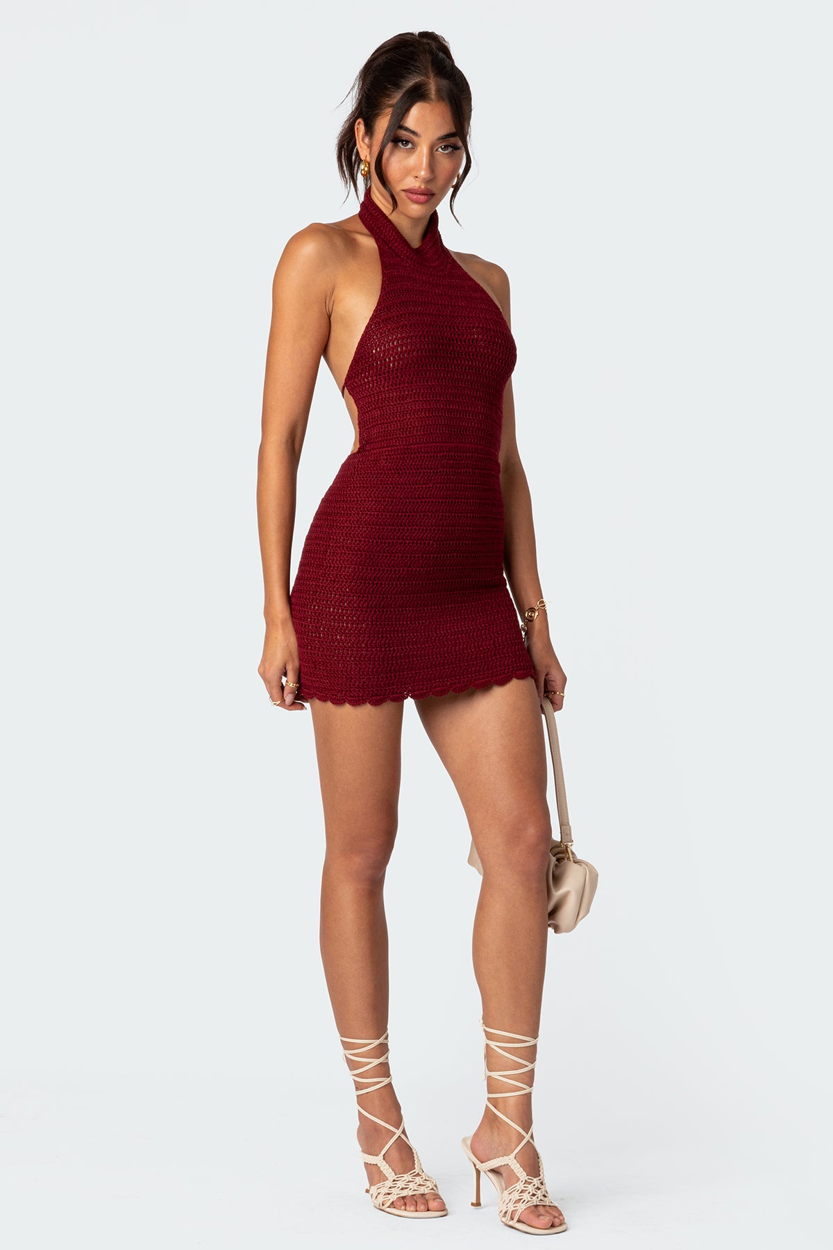 Novalie Crochet Open Back Mini Dress