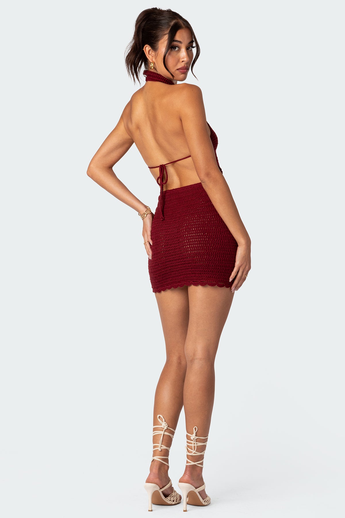 Novalie Crochet Open Back Mini Dress