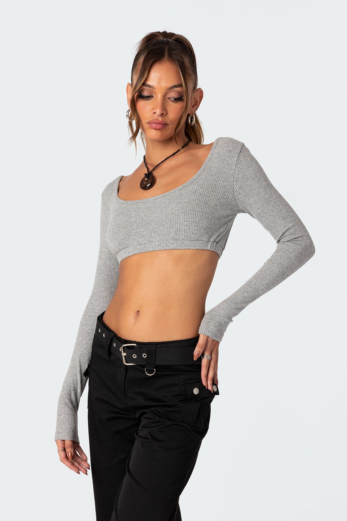 Sydney Ribbed Open Back Crop Top