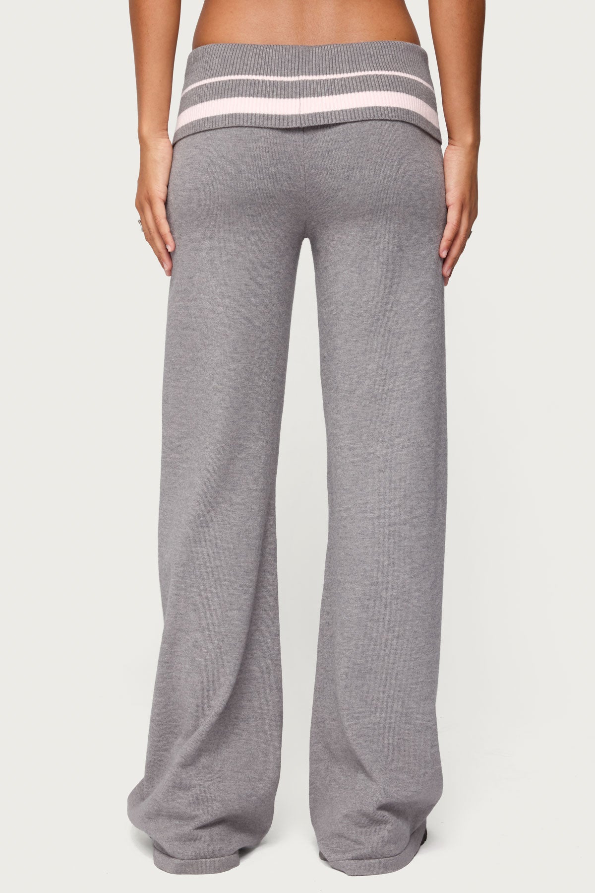 Kaliya Stripey Fold Over Knit Trousers