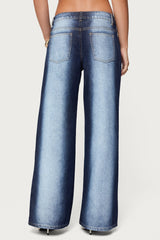 Ema Bleach Washed Low Rise Baggy Jeans
