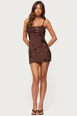 Caya Embroidered Floral Mesh Mini Dress