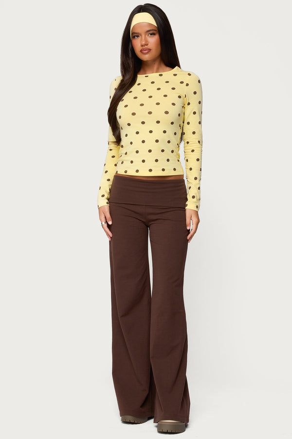 Wide Leg Foldover Trousers