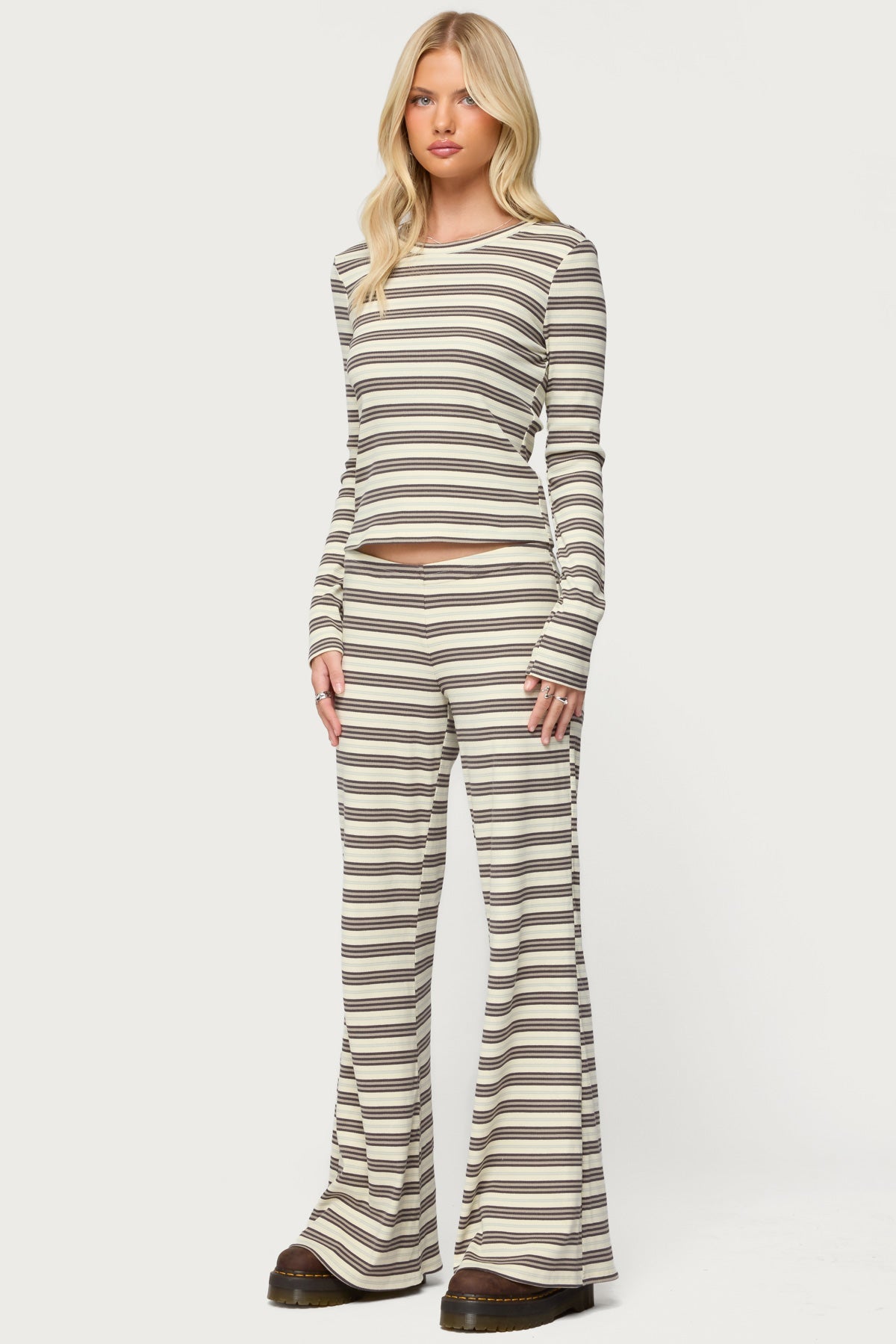 Avalie Striped Ribbed Trousers