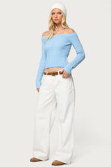 Taniza Off Shoulder Cable Knit Sweater