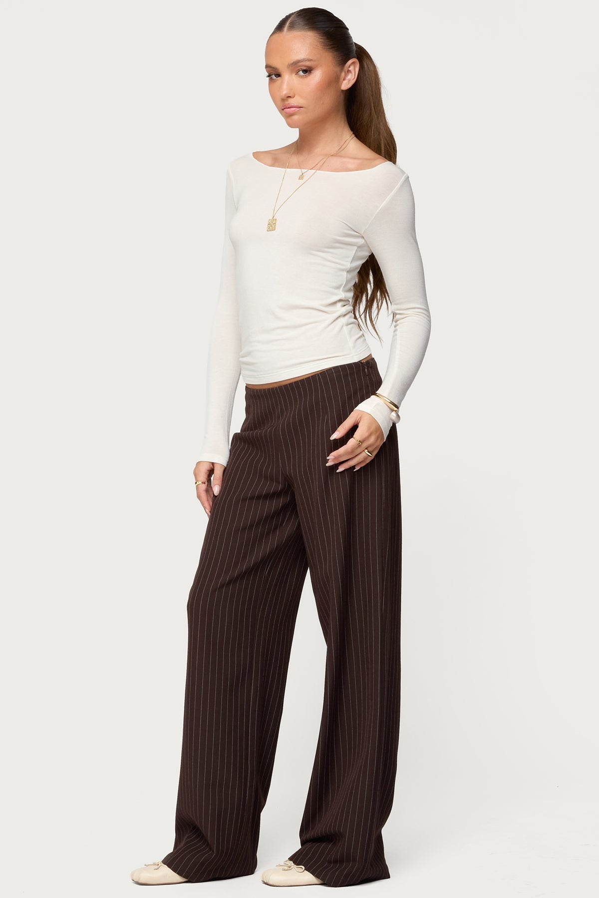 Kerie Pinstripe Low Rise Trousers