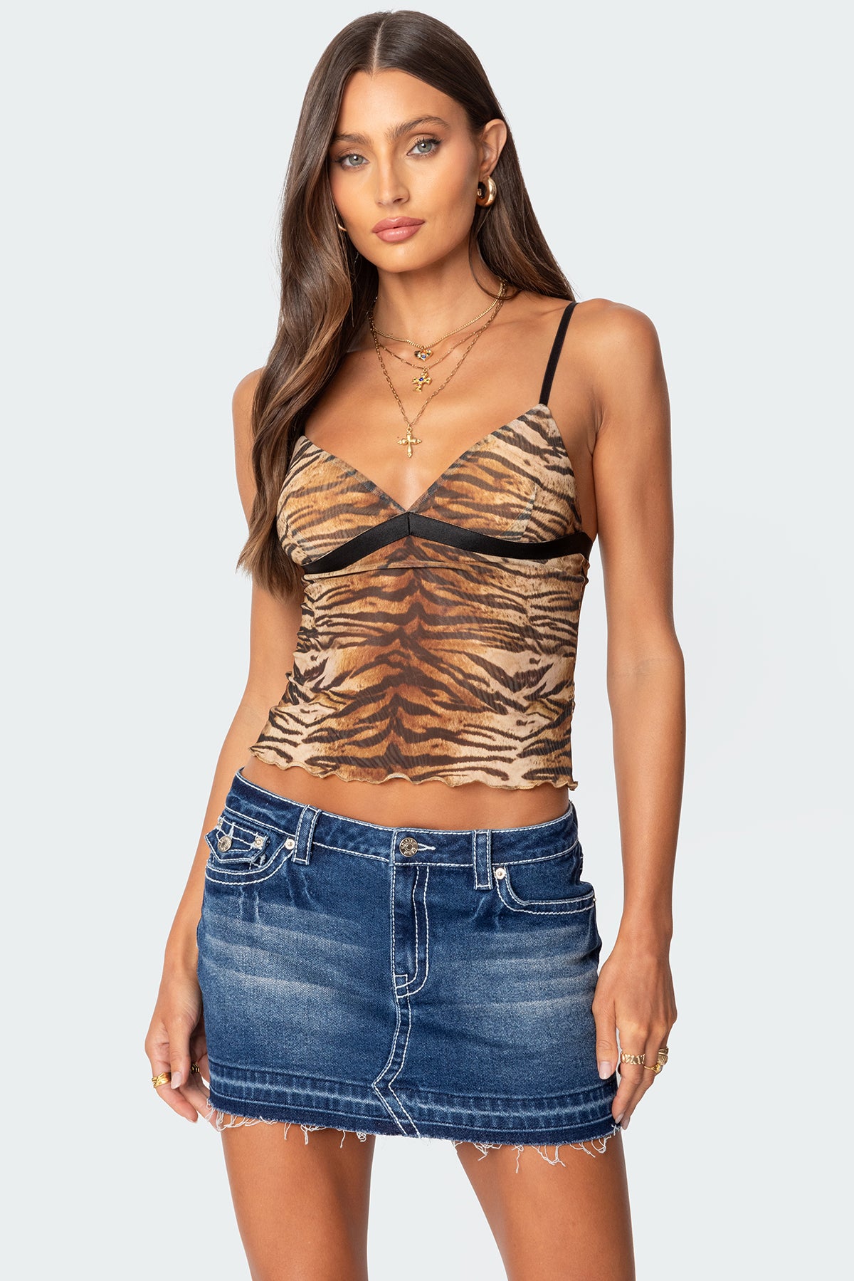 Tiger Printed Mesh Tank Top