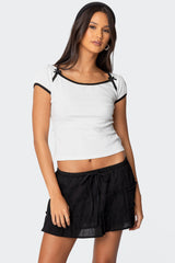 Rashelle Contrast Bow Top