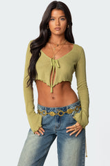 Bekkah Ribbed Knit Tie Front Top