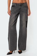 Contrast Pocket Washed Low Rise Jeans