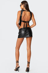 Frances Backless Faux Leather Top