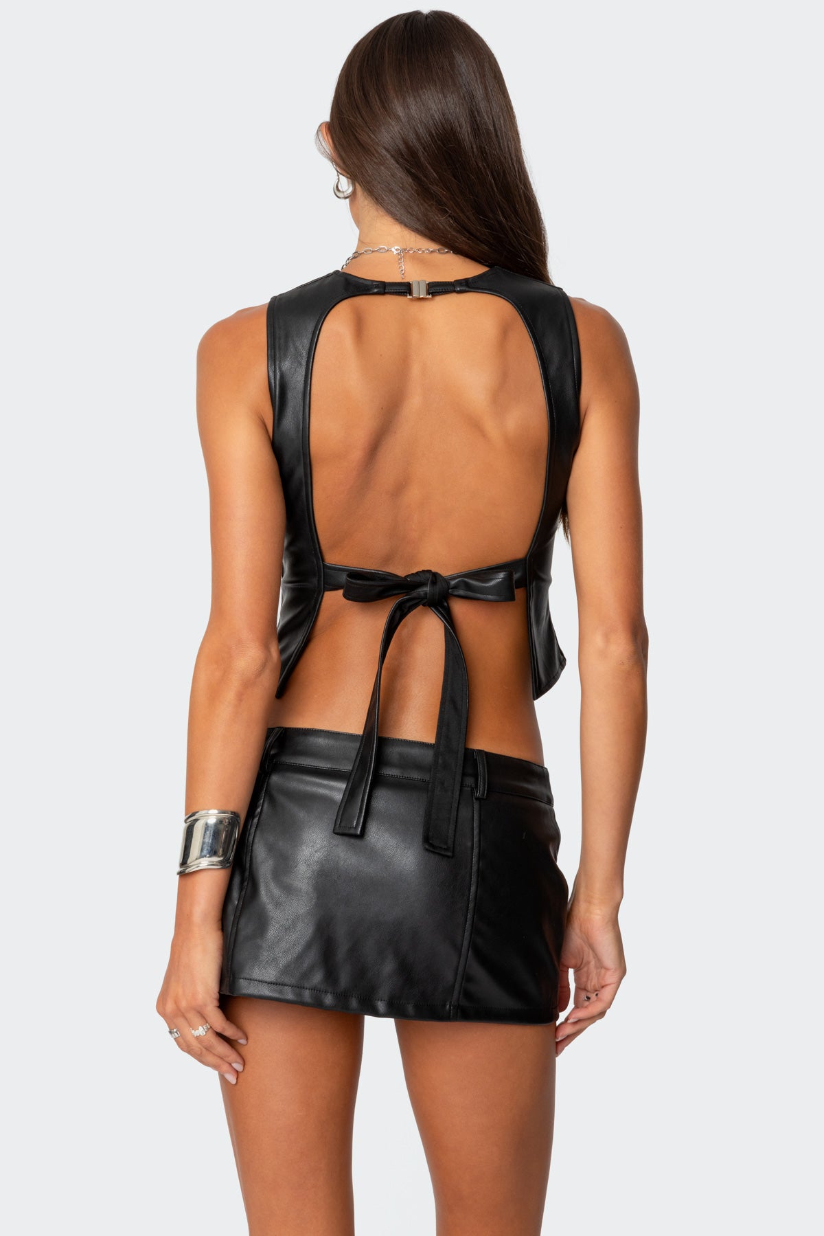 Frances Backless Faux Leather Top