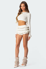 Lindsay Ruffle Knitted Shorts