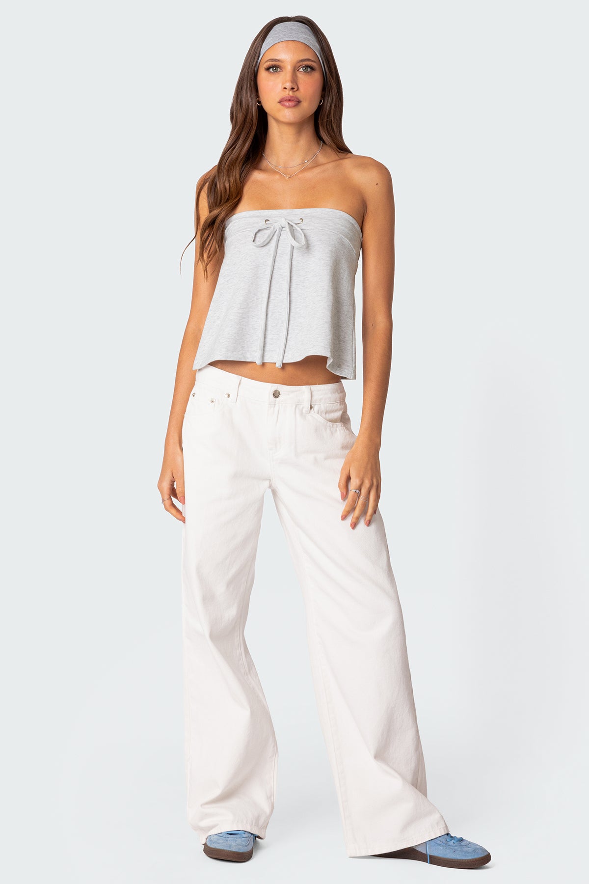 Caroline Tie Front Strapless Top