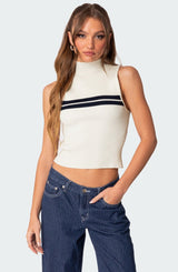 Eliza Ribbed High Neck Top