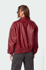 Halley Faux Leather Bomber Jacket