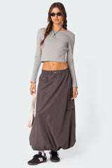 Bubble Cargo Nylon Maxi Skirt