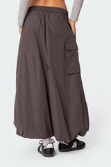 Bubble Cargo Nylon Maxi Skirt