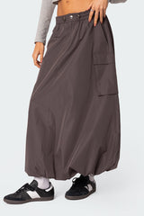 Bubble Cargo Nylon Maxi Skirt