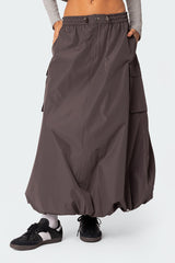 Bubble Cargo Nylon Maxi Skirt