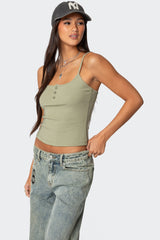 Ribbed Henley Tank Top