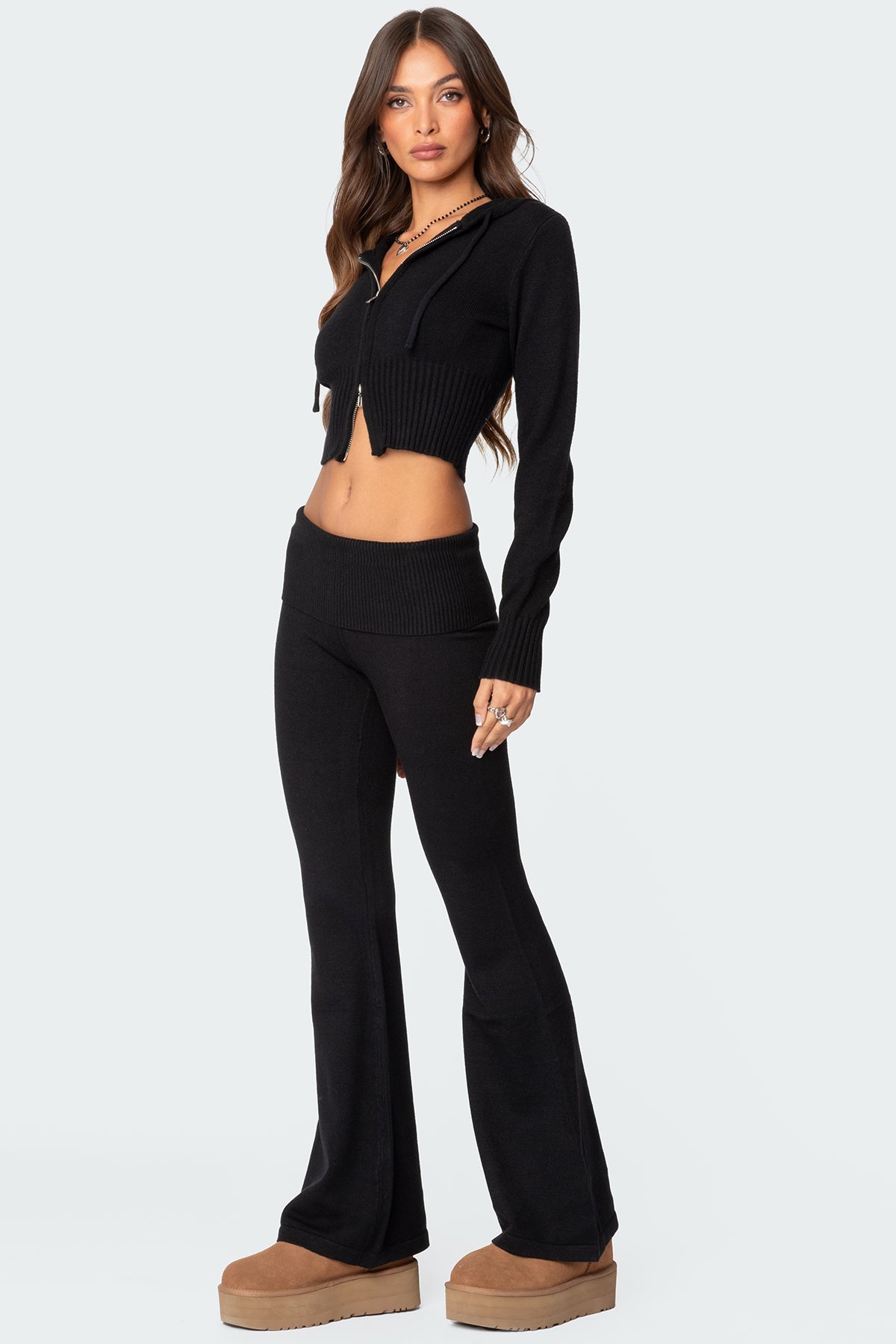 Desiree Knitted Low Rise Fold Over Pants