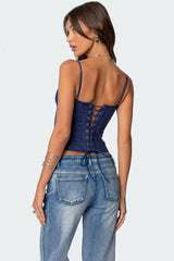 Avena Linen Look Lacey Corset