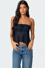 Embroidered Sheer Strapless Top