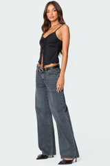 Landon Drawstring Split Front Top