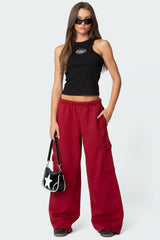 Wide Leg Cargo Sweatpants