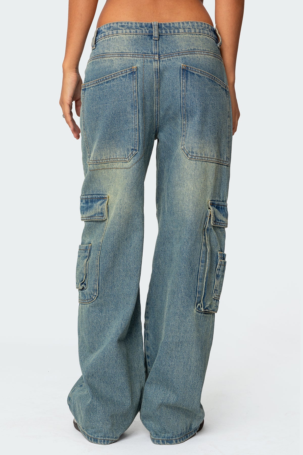 Westie Low Rise Washed Cargo Jeans