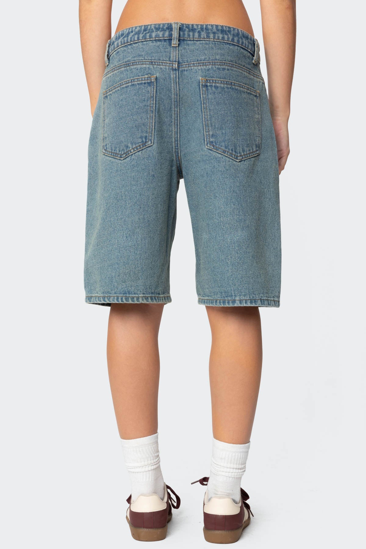 Oversized Low Rise Denim Bermuda Shorts