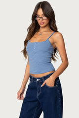 Striped Henley Tank Top