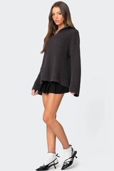 Amour High Neck Oversized Zip Sweater