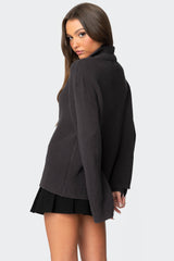 Amour High Neck Oversized Zip Sweater