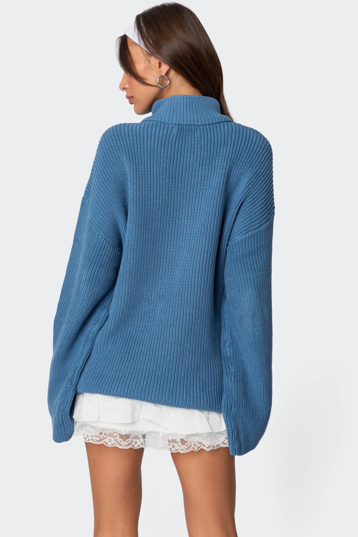 Amour High Neck Oversized Zip Sweater