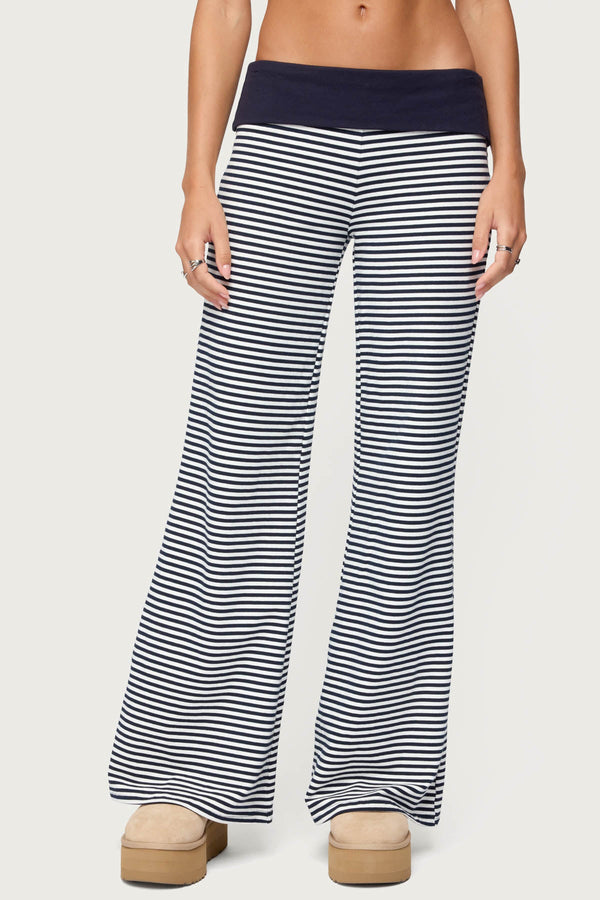 Meggy Striped Fold Over Trousers